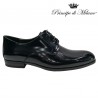 Scarpa uomo stringata Blu in vernice e pelle spazzolata elegante da cerimonia principe di milano