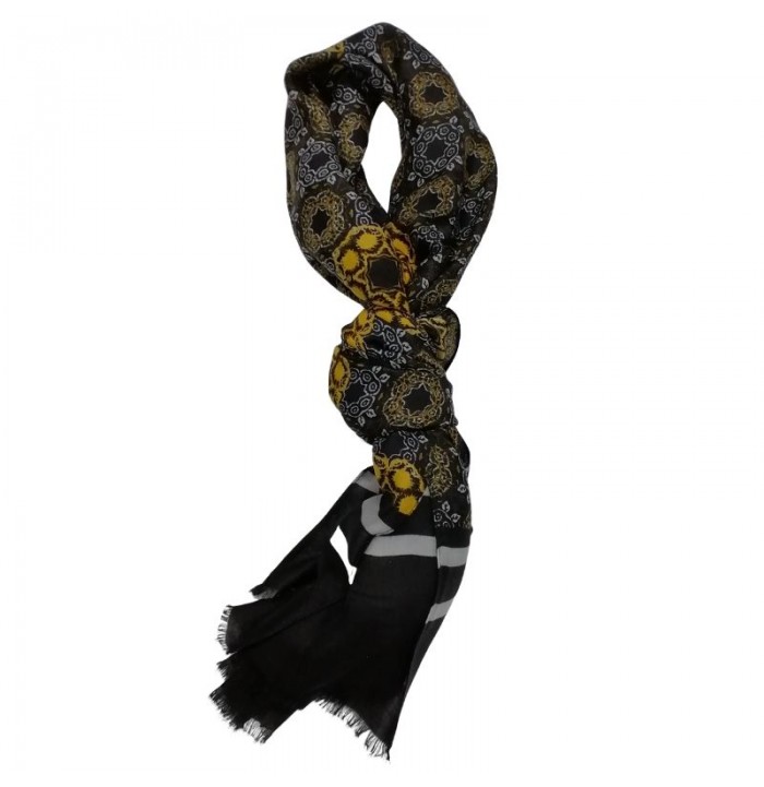 Pashmina uomo micro fantasia nera e senape, accessori Ascotstore