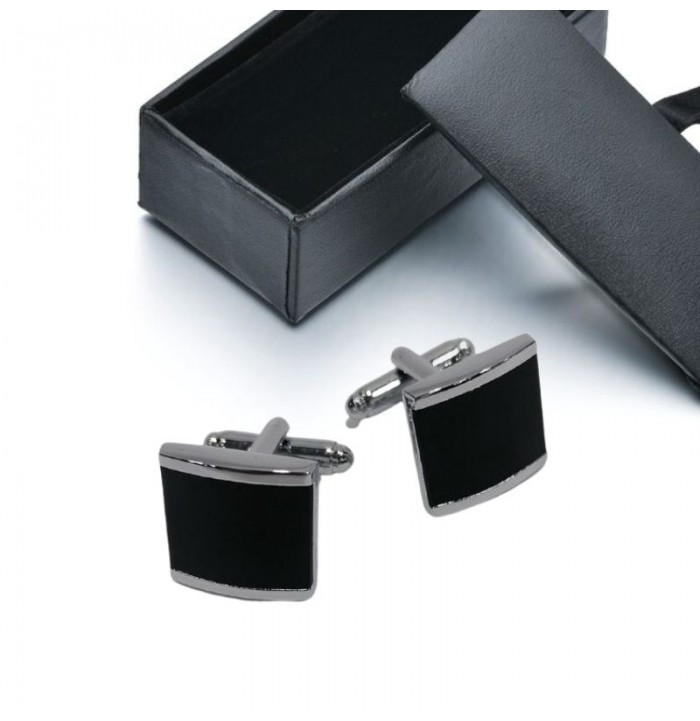 Gemelli da polso quadrati in nero e cromato realizzati in acciaio inossidabile