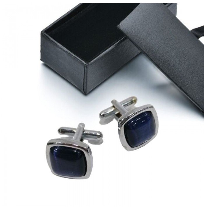 Gemelli da polso quadrati di perla Blu realizzati in acciaio inossidabile