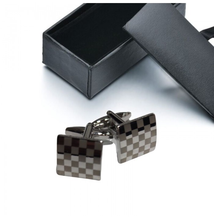 Gemelli da polso quadrati e cromatura a scacchi realizzati in acciaio inossidabile