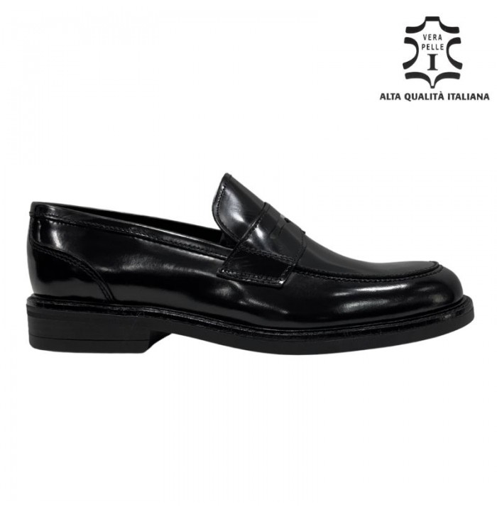 Mocassino uomo nero in pelle spazzolata elegante sportivo