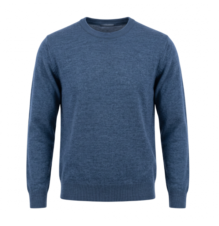 MAGLIA UOMO GIROCOLLO IN LANA RASATA INDACO