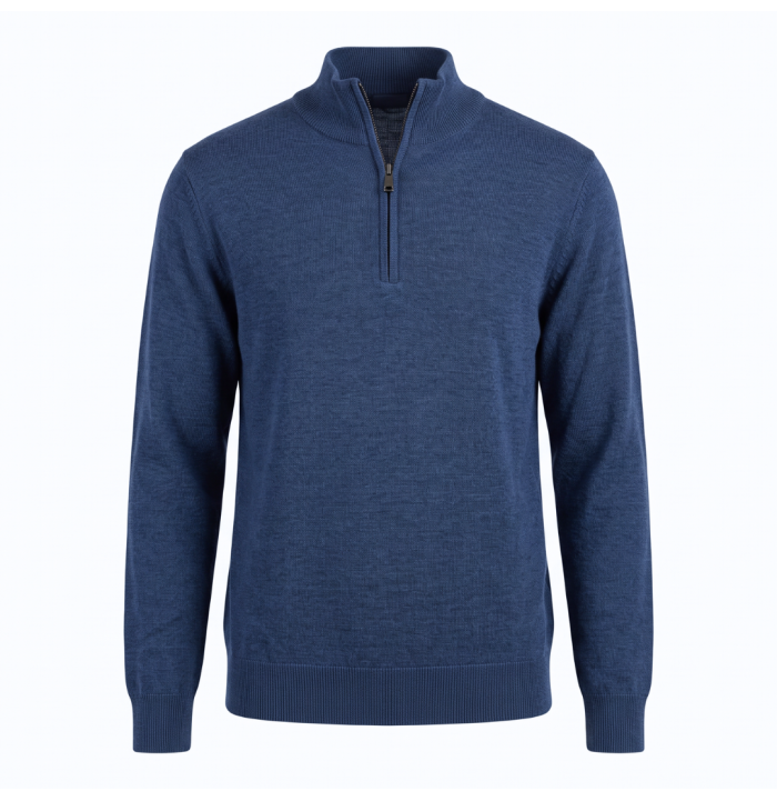 MAGLIA UOMO MEZZA ZIP IN LANA RASATA JEANS