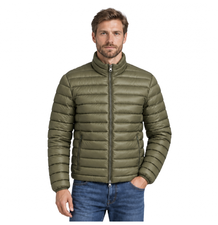 PIUMINO UOMO 100 GRAMMI VERDE MILITARE COLLO COREANA