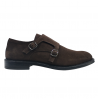 SCARPA UOMO DOPPIA FIBBIA MONK STRAP IN PELLE SCAMOSCIATA MORO