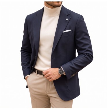 GIACCA UOMO IN PUNTO MILANO BLU NAVY E TASCA A TOPPA
