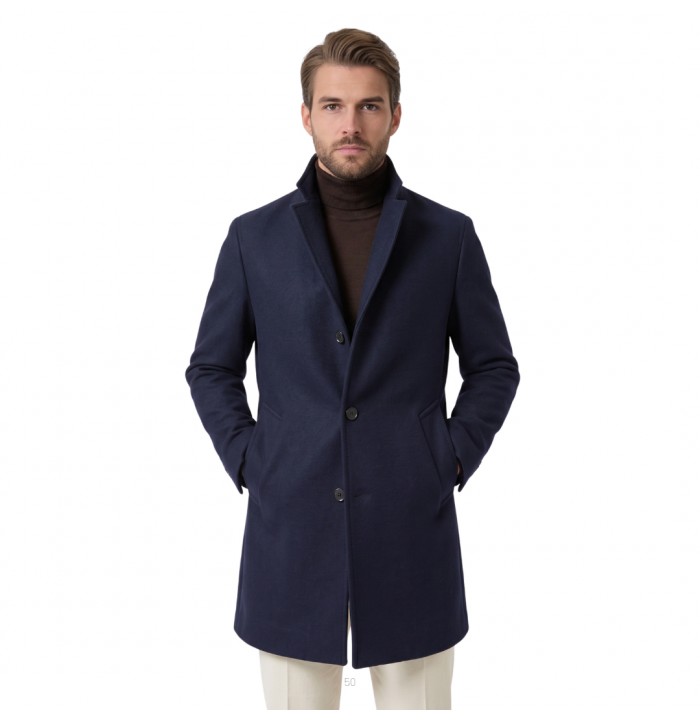 CAPPOTTO UOMO SPORTIVO IN LANA BLU NAVY