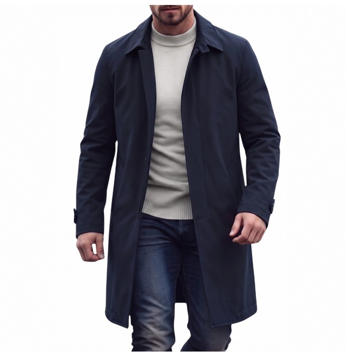 CAPPOTTO SPORTIVO UOMO IN TESSUTO TECNICO BLU NAVY